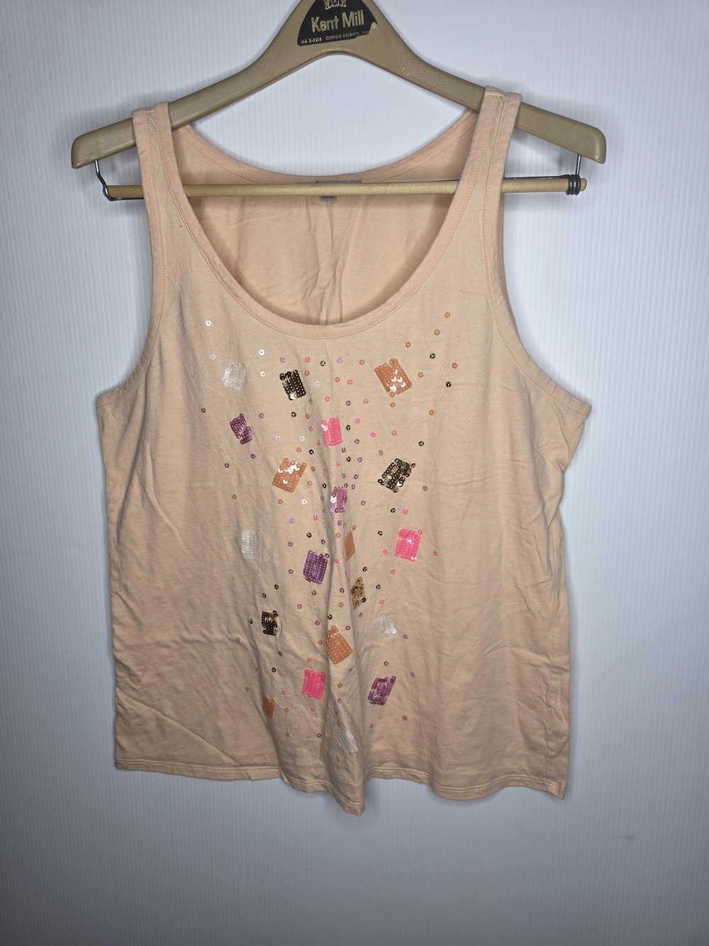 GAP Peach Sequin Embellished Tank Top Summer Coquette Y2k